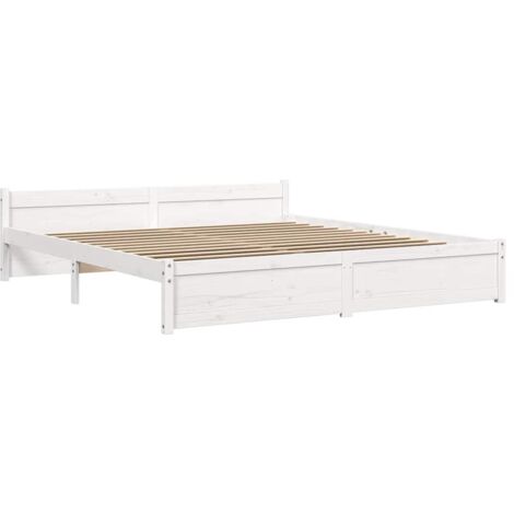 Cadre de lit sans matelas blanc bois massif 180x200 cm vidaXL (1/5)