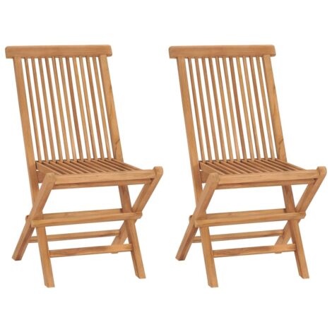 Chaises de jardin pliables lot de 2 Bois de teck massif vidaXL (1/6)