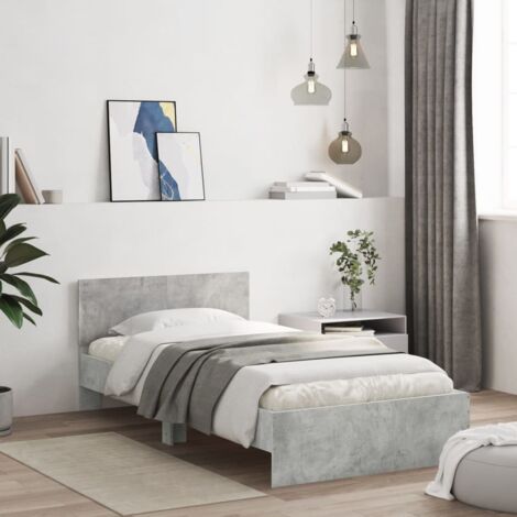 Cadre de lit sans matelas avec tête de lit gris béton 100x200cm vidaXL
