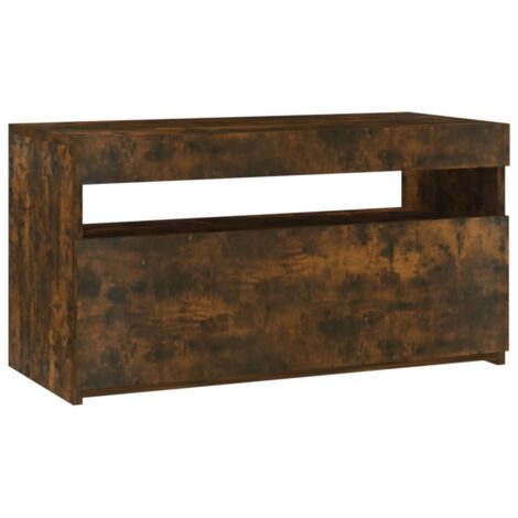 Meuble TV avec lumières LED Chêne fumé 75x35x40 cm vidaXL