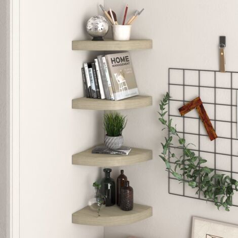 Étagères d'angle flottantes 4 pcs chêne 25x25x3,8 cm MDF vidaXL