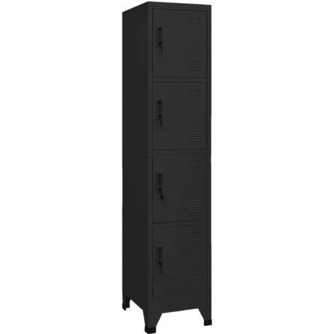 Vidaxl – Armoire d'atelier en acier noir 38x45x180 cm – 4 portes verrouillables avec étiquettes – Capacité 60 kg – Pour espaces de rangement sécurisés - vidaXL70361 (1/5)