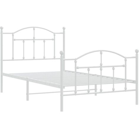 Cadre de lit métal sans matelas et pied de lit blanc 100x190 cm vidaXL (1/5)
