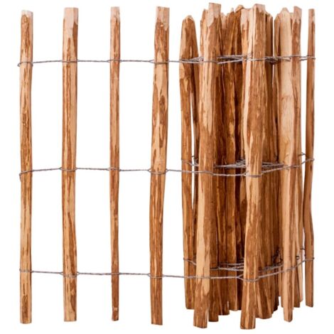 Vidaxl – Clôture en bois de noisetier 60 cm – Piquets résistants aux intempéries – Longueur 5 m – Barrière décorative pour jardin