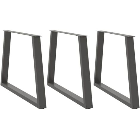 Pieds de table à manger en forme de V, 3 pièces, anthracite, 100 x (72-73,3) cm, acier vidaXL