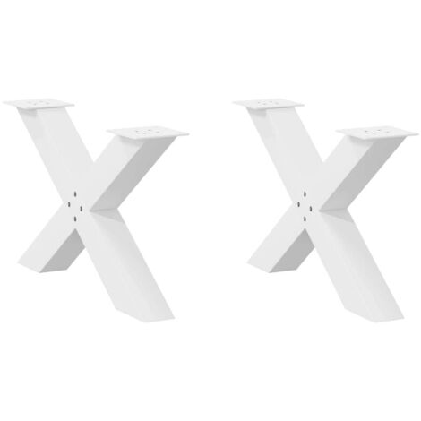 Pieds de table basse en forme de X, 2 pièces, blanc, 70 x (42-43) cm, acier vidaXL