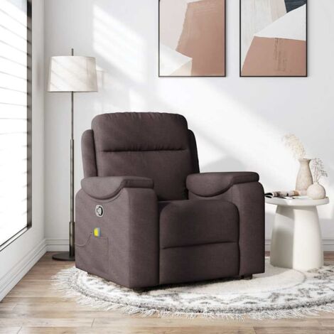Fauteuil de massage inclinable Marron foncé Tissu vidaXL
