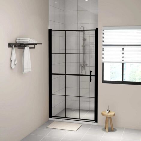 Vidaxl – Porte de douche en verre trempé 100x178 cm – Épaisseur 5 mm – Structure noire en aluminium – Ajustable de 97 à 100 cm