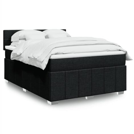 vidaXL Sommier à lattes de lit avec matelas Noir 160x200 cm Tissu