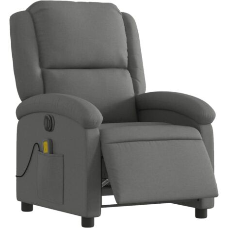 Fauteuil inclinable de massage électrique gris foncé tissu vidaXL
