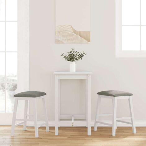 vidaXL Bar Chairs with Cushions 2 pcs White Solid Wood Rubber (1/5)