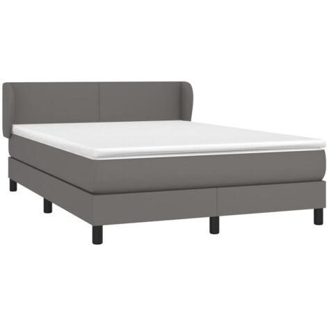 Sommier à lattes de lit avec matelas Gris 140x190 cm Similicuir (1/5)