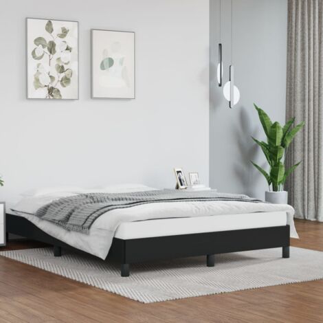 Vidaxl – Cadre de lit noir 140x190 cm en similicuir – Structure en contreplaqué avec lattes – Résistant aux taches et facile à nettoyer (1/6)