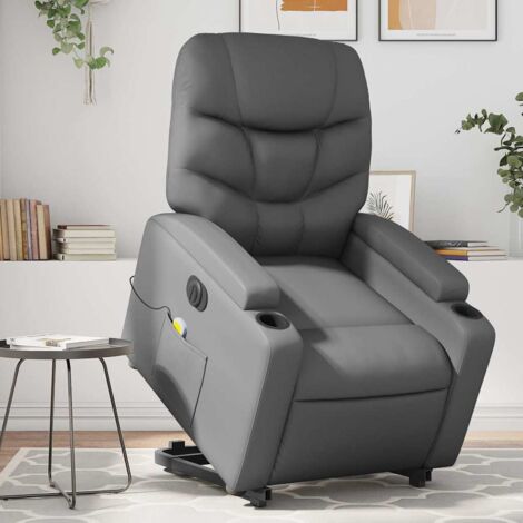 Fauteuil inclinable de massage électrique gris similicuir vidaXL
