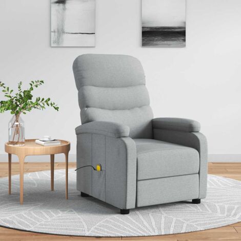 Fauteuil de massage Chaise de massage  Fauteuil Design  Fauteuil Relax Gris clair Tissu vidaXL