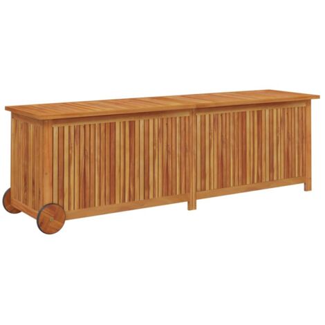 Vidaxl – Coffre de jardin en bois d'acacia 150x50x58cm – Avec roues et sac intérieur étanche – Rangement coussins et outils extérieur