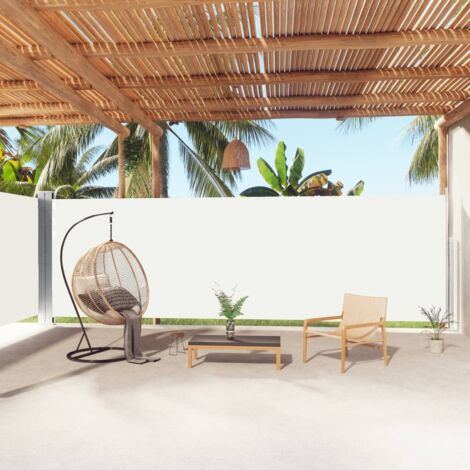 vidaXL Retractable Side Awning Cream 200x1000 cm