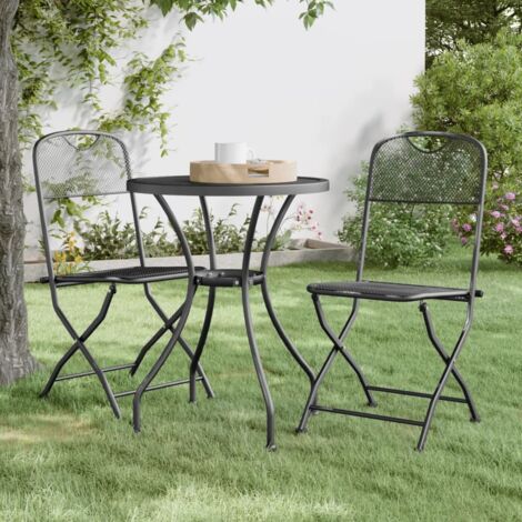 vidaXL Folding Chairs 2 pcs Expanded Metal Mesh Anthracite