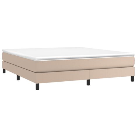 Vidaxl – Cadre de lit à lattes 180x200 cm similicuir cappuccino – Pieds robustes – Lattes en contreplaqué pour soutien optimal