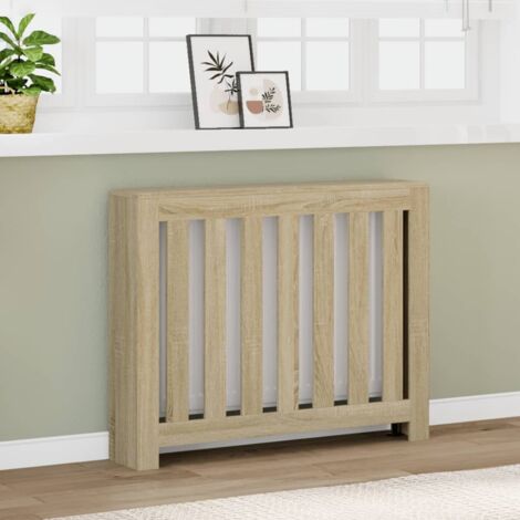 Vidaxl – Cache-radiateur en bois d'ingénierie chêne sonoma 104x20x82 cm – Surface lisse – Résistant à l'humidité – Design à lattes verticales