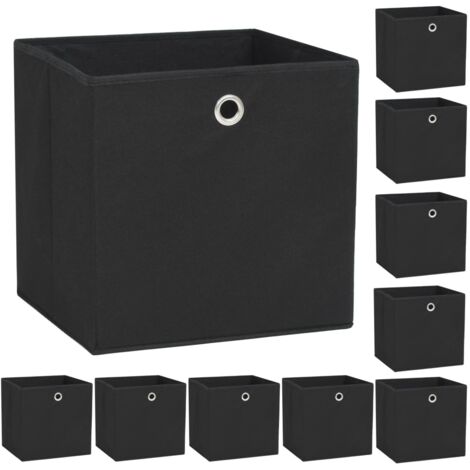 Boîte de rangement 10 pcs Tissu non-tissé 32x32x32 cm Noir vidaXL