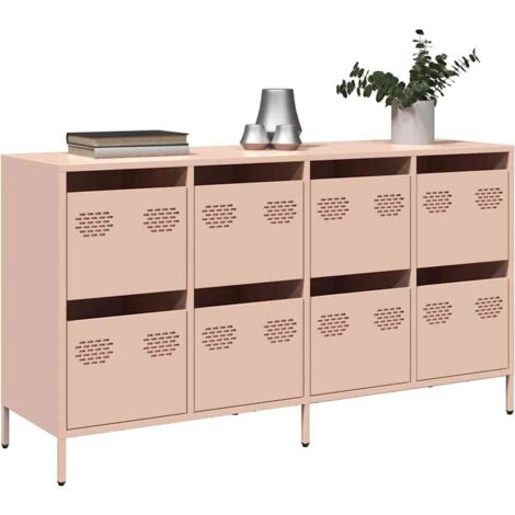 vidaXL Buffet rose 135x39x73,5 cm acier laminé à froid (1/5)