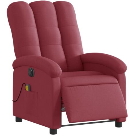 Fauteuil de massage inclinable électrique Rouge bordeaux Tissu vidaXL