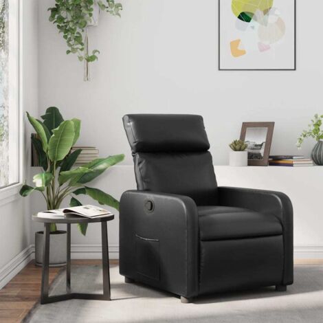 Vidaxl – Fauteuil relax inclinable noir similicuir – Inclinaison manuelle 135° – Dimensions assise 66x89,5x95,5 cm – Capacité 110 kg (1/8)