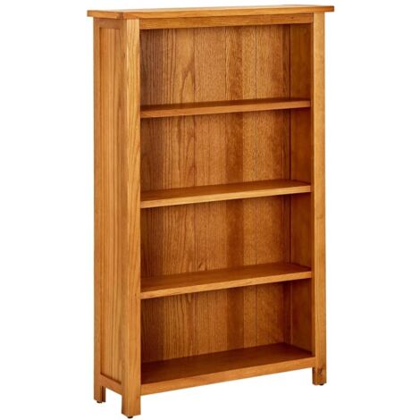 Vidaxl – Bibliothèque en bois de chêne massif 70x22x110 cm – 4 niveaux – Finition naturelle – Pour bureau ou salon