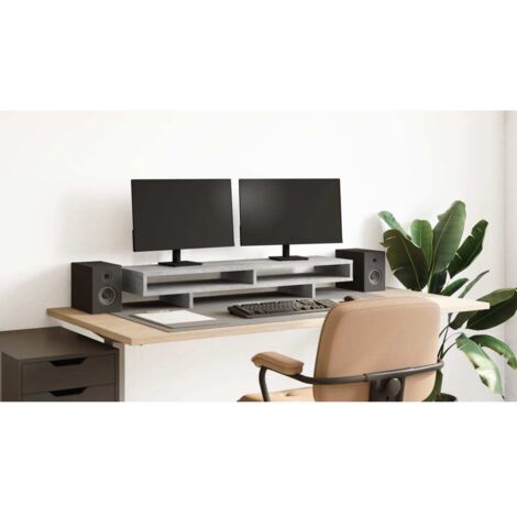 Support de moniteur gris béton 100x27x15 cm bois d'ingénierie vidaXL