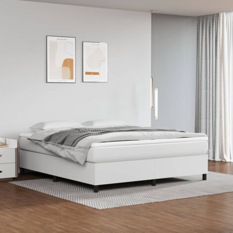 Sommier à lattes de lit avec matelas Blanc 180x200cm Similicuir vidaXL