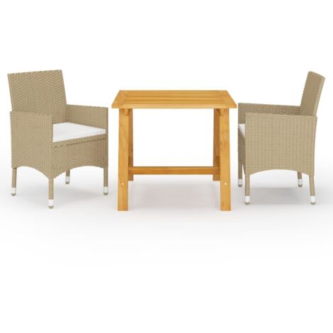 Ensemble Table et Chaises de Jardin 3 pcs Moderne - Meuble de jardin - Beige vidaXL (1/5)