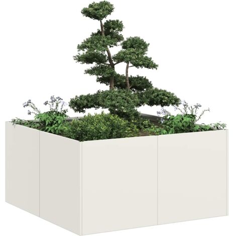 vidaXL Jardinière blanc 80x80x40 cm acier laminé à froid