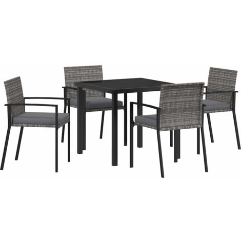 vidaXL Ensemble de salle à manger pour jardin 5 pcs Gris Poly rotin