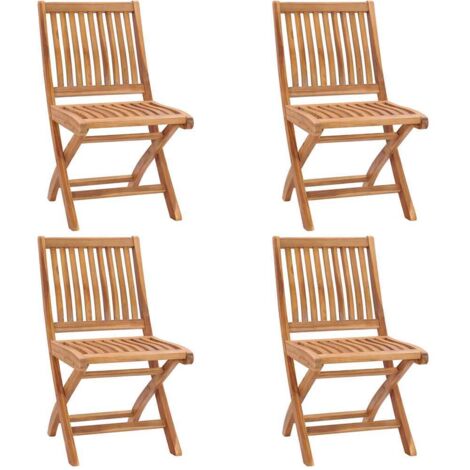 vidaXL Chaises pliables de jardin lot de 4 Bois de teck solide (1/5)