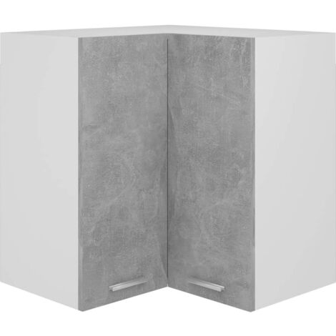 Vidaxl – Armoire d'angle suspendue Lyon – 57x57x60 cm – 2 portes – 2 étagères – Bois aggloméré gris béton – Optimise l'espace de cuisine