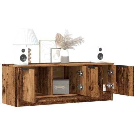 Vidaxl – Meuble TV en bois d'ingénierie 102x35x36,5 cm – Capacité de charge 60 kg – 3 portes – Facile à entretenir