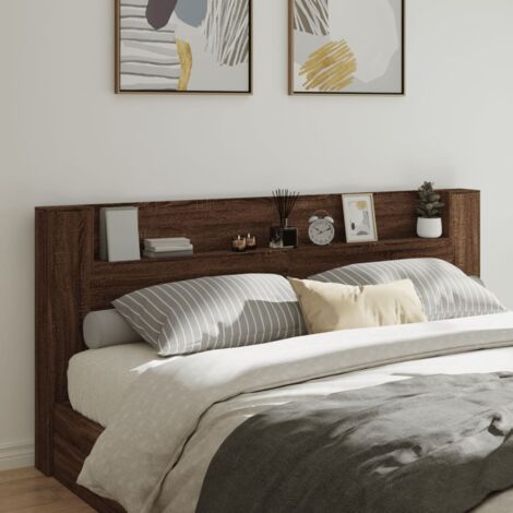 Armoire tête de lit avec LED chêne marron 220x16,5x103,5 cm vidaXL