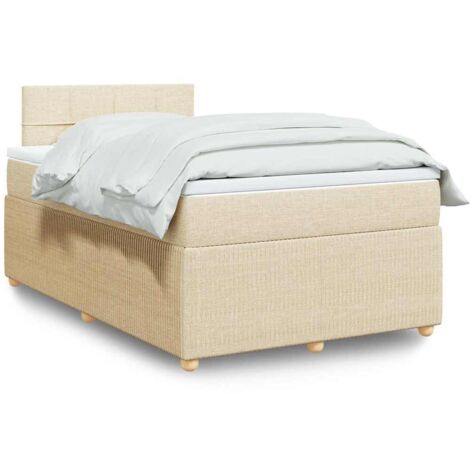 Sommier à lattes de lit avec matelas Crème 120x200 cm Tissu vidaXL (1/5)
