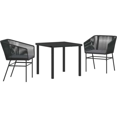 Ensemble de salle à manger pour jardin 3 pcs Noir Poly rotin vidaXL