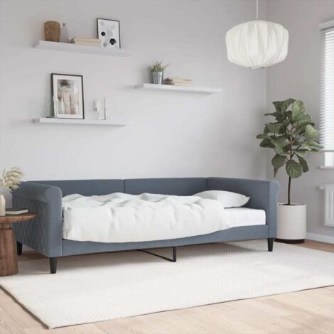 vidaXL Lit de jour avec matelas gris foncé 100x200 cm velours
