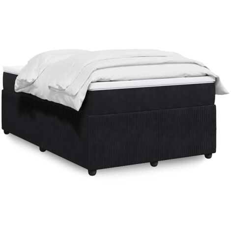 vidaXL Sommier à lattes de lit avec matelas noir 120x190 cm velours (1/5)