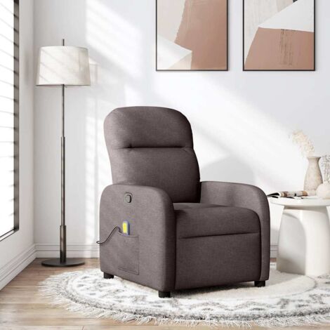 Fauteuil de massage inclinable Marron foncé Tissu vidaXL