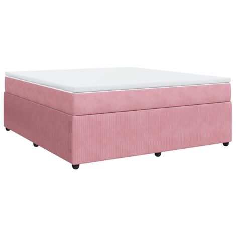 Sommier à lattes de lit avec matelas Rose 180x200 cm Velours vidaXL (1/5)
