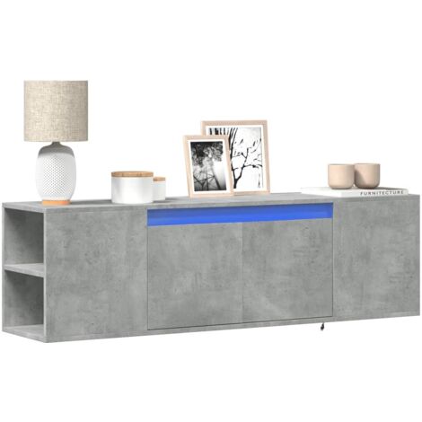 Meuble TV mural avec lumières LED gris béton 135x31x39,5 cm vidaXL (1/5)