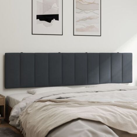 Vidaxl – Coussin de tête de lit 200 cm en velours gris foncé – Rembourrage mousse pour confort – Fixation murale avec bandes auto-agrippantes