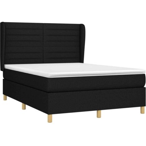 Sommier à lattes de lit avec matelas Noir 140x200 cm Tissu (1/5)