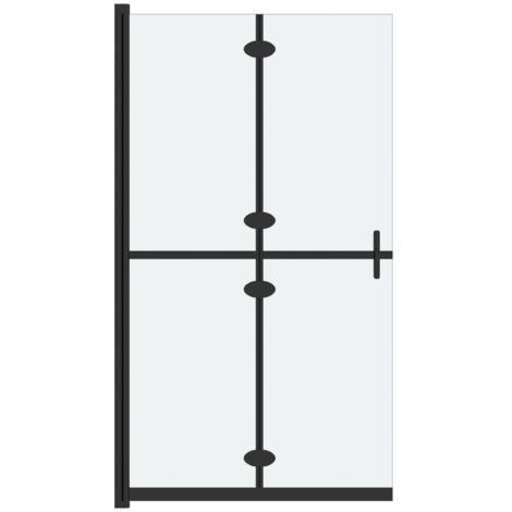 Vidaxl – Paroi de douche pliable 120x190 cm – Verre trempé 5 mm dépoli – Cadre en aluminium noir – Montage réversible