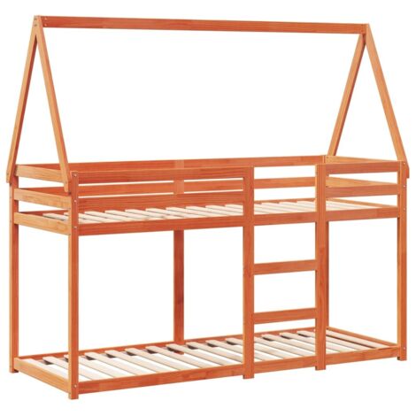 vidaXL Lit superposé sans matelas cire marron 80x200 cm pin massif