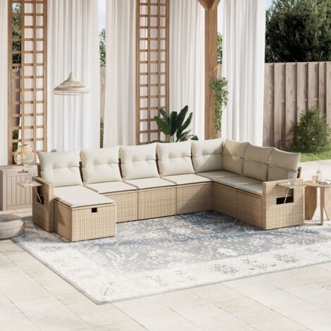 vidaXL Salon de jardin avec coussins 8 pcs beige résine tressée (1/4)
